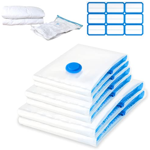 6 Stück Vakuumbeutel für Kleidung Bettdecken, 2 Jumbo 100x80cm+2 Groß 90x50cm+2 Groß 80x60cm Vacuum Bags XL L for Clothing Bettwäsche Kissen