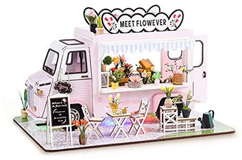 Wakects Puppenhaus zum Basteln, Miniatur-Puppenhaus 1:24, LED-Licht, Cottage-Stil, für Teenager, Erwachsene und Familien