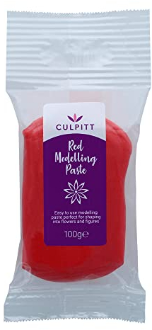 Culpitt Modelling Paste, Red, Sugarpaste, Gumpaste For Cake Decorating, Flowers, Animals, Figures, Models - Sets Hard, 100g