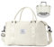 Reisetasche Damen Sporttasche Handgepäck Tasche Weekender Bag Schwimmtasche Wasserdicht Travel Bag Duffle Bag Fitnesstasche Frauen Kliniktasche für Flugzeug Reise Gym Bag,Beige