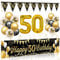 50.Geburtstag Deko Mann Frau, 50 Happy Birthday Banner Schwarz Gold, Luftballons 50 Geburtstags Girlande Wimpel, Deko 50. Geburtstag Hintergrund Ballons Schwarz Gold für 50 Geburtstags Männer Frauen