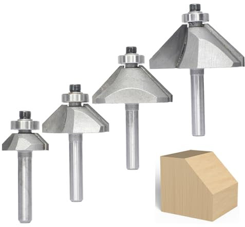 Akylin 45 Degree Chamfer Router Bit Set,1/2 Shank,3/4 Bevel Edging Cutter for Wood Profiling,Routing