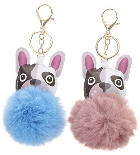 COHEALI 2 Pièces Porte-clés En Peluche Chien Porte-clés Poupée Pom Pom Pendentif Porte-monnaie Porte-clés En Fausse Portefeuille Femme Les Amoureux Faux Cuir Chiot De Voiture