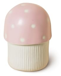 RESVUGA Supporto per stuzzicadenti ceramico fungo con coperchio, erogatore di stuzzicadenti in cotone ad alte prestazioni in porcellana piccolo barattolo di stoccaggio di caramelle. (Rosa)