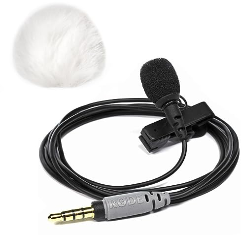 Rode SmartLav+ Lavalier - Microfono + Keepdrum WS05, protezione antivento in pelliccia, colore: Bianco