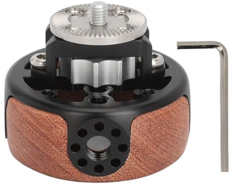 Camera Round Handle Grip, M6 Round Handle Extension Attachment Wooden Handle for M6 Rosette with 1/4in 3/8in Quick Release Camera Cage Accessory 3217 for DSLR Video