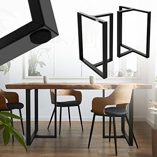 ML-Design Set 2X Base de Mesa en T 60 x 72 cm Soporte Negro Mate de Metal Acero Recubierto de Polvo Bastidor para Escritorio Pata para Consola Sostén para Tablero Pie Armazón Diseño Industrial