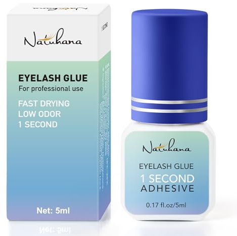 Natuhana Colla Extension Ciglia Asciugatura Rapida 1 Sec Impermeabile Senza Irritazione Adesivo Nero 5ml