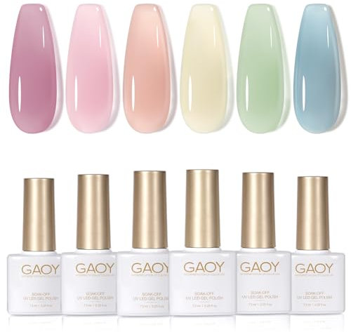 GAOY Geleegrün Gel-Nagellack-Set, 6 durchsichtige Frühlingsfarben, Sommertage