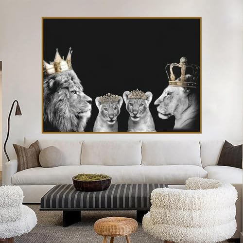 KAIDAARTLH Schwarz und Weiß Löwe Leinwand Bilder, Tiere Poster Set Kunstdrucke, für Wohnzimmer Schlafzimmer Dekor-Rahmenlos(B,50x70cm)