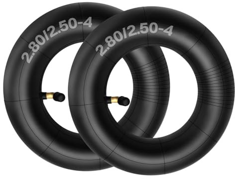 AZIEMARS Confezione da 2 camere d'aria 2.80/2.50-4 280/250-4 2.80-4 2.50-4 280-4 250-4 con stelo valvola piegata per Razor Scooter e300, carriole, carrelli a mano, tosaerba, carrelli
