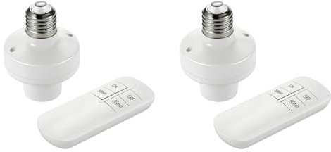 Beelooom 2X E26 E27 Wireless Remote Control Light Socket Lamp Holder 20M Base ON/Off Smart Switch Socket Range Smart Device(220V)