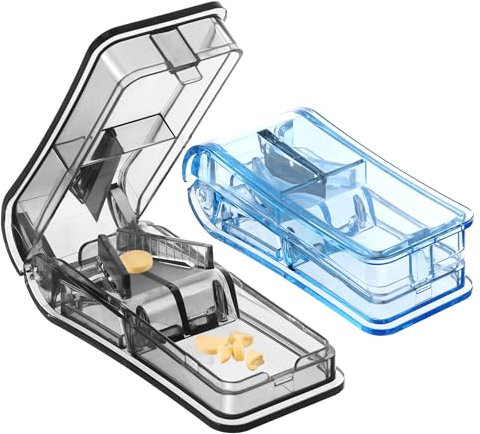 Cortador de Píldoras 2Pcs | Partidor de Pastillas con Precisión | Triturador de Pastillas para Pastillas Pequeñas y Pastillas Grandes Compacto y Resistente para Uso Diario y Viaje