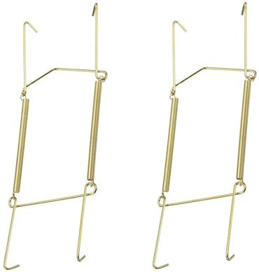 Invisible Plate Hangers for Wall | Decorative Dish Display Holders Hanging Wires Spring Hook Holder with Tip Protectors Fit to Hang on Wall (Brass)