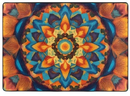 BROLEO Kaleidoskop, Mandala-Druck, Teppich, Wohnzimmer, Fußmatten, Läufer, Teppich, 203,2 x 147,3 cm, weiche Haptik