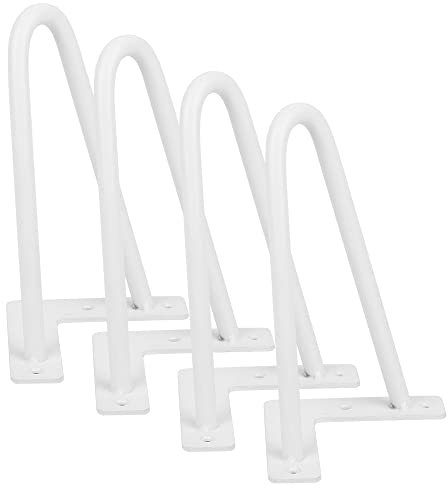 MUL-BOUTIQUE 4pcs DIY Pieds de Table en Métal, Pied Bureau 3/8 de Diamètre, Pieds de Meubles pour Créer Table,Peut Supporter 120 kg (Blanc, 20cm)