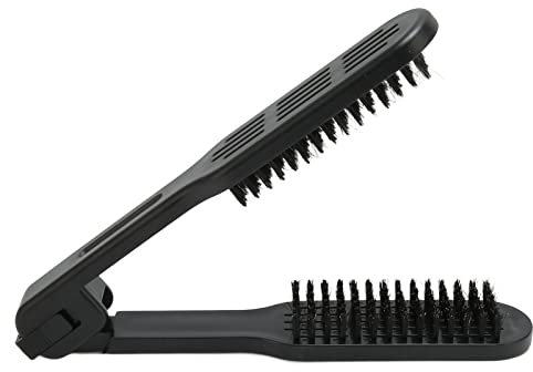 Hair Straightener Brush, Clamp Double Sided Brush Straightening Brush with Anti-Static for Smoothing and Straight Hair Styles