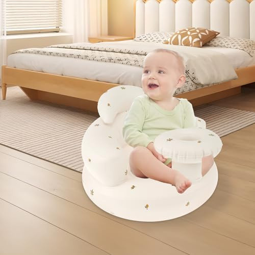 Aufblasbarer Hochstuhl, tragbarer Babyduschstuhl mit eingebauter Luftpumpe, Babystühle für Babys zum Sitzen, Kinderstuhl für Babys 3-24 Monate (gelb)