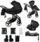 Junama Kinderwagen Diamond S Class 2in1 3in1 4in1 (07 - Schwarz, 4in1 mit ISOFIX Basis)