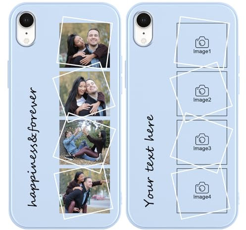ZhuoFan Personalisierte Handyhülle für iPhone XR 6,1, Personalisiert Schutzhülle mit Eigenem Foto Bild Text Selbst Gestaltet Hellblau Silikon Stoßfest Individuelle Custom Case