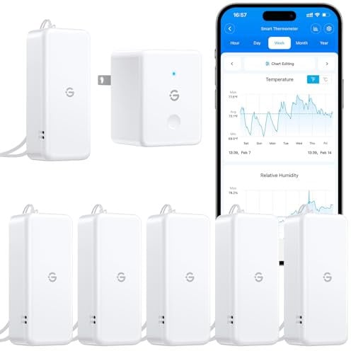 GoveeLife WiFi Hygrometer Thermometer 6 Pack, Smart Humidity Temperature Sensor with App Notifications, 2-Year Free Data Storage Export, Temperature Humidity for Bedroom, Wine Cellar, Basements