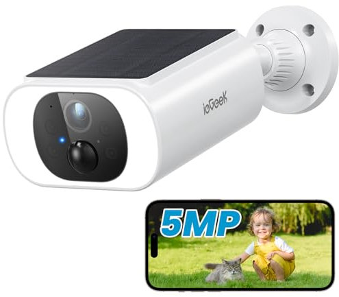 ieGeek 5MP No Subscription Fee Solar Security Camera Outdoor Wireless with Built-in Solar Panel,Battery CCTV Camera System, Outdoor Camera Home WiFi Security Camera,Color Night Vision,Motion Detection