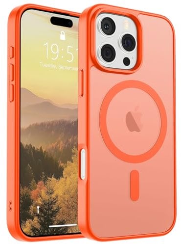 SUPFINE Magnetic for iPhone 16 Pro Max Case [Compatible with MagSafe] [10 FT Military Grade Drop Protection] Slim Translucent Matte Shockproof with Anti-Fingerprint Phone Case,Orange