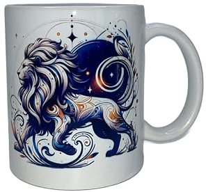 Tasse/Sternzeichen/Tasse mit Foto/Motivtasse/Geschenk/Sternzeichentasse/Weiß glänzend/Personalisiert (Löwe)