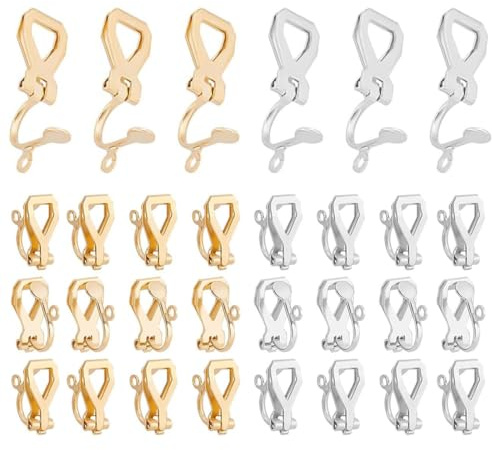 DWFEYOI 30 STK, Edelstahl Clip-On Ohrringe schmerzfrei & Nicht durchbohrt, goldene Edelstahl Konverter-Clips für DIY Ohrringe, lang - ideal für Mädchen,clip ohrringe,ohrringe clips