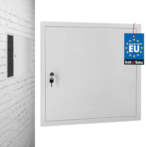 KOTARBAU® Revisionsklappe 50 x 50 cm Trockenbau Revisionstür mit Schlüsselschloss Sicherungskasten Unterputz Revisionsklappe aus verzinkter Stahl Gipskarton Wartungsklappe Weiß