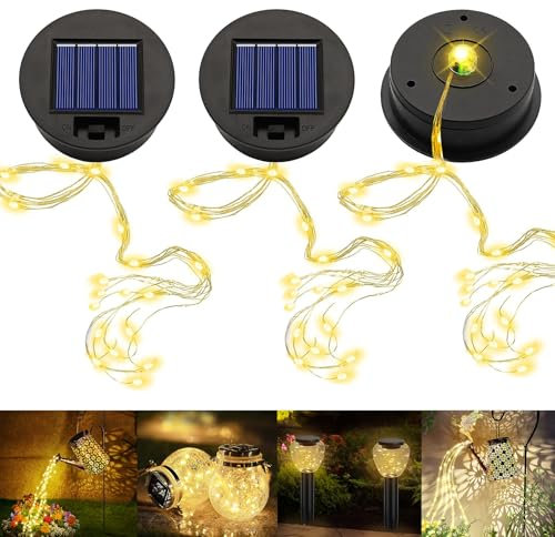 3 Stück Solarleuchten Ersatzteile 8.5CM,Solarleuchten Ersatz Top mit LED,Solarlampen Ersatz Top,Wasserdicht Solarleuchten Solarpanel Ersatzteil für Solarlaterne, Solar Gartenleuchten und DIY