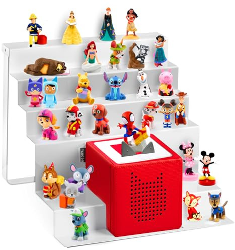ACEPRUT für Tonie-Aufbewahrung, weißes Metall Tonies Regal magnetisch für 50 Tonie-Figuren Charaktere und TonieBox, Figuren Display Ständer für Kinder Kinderzimmer und Würfelregal