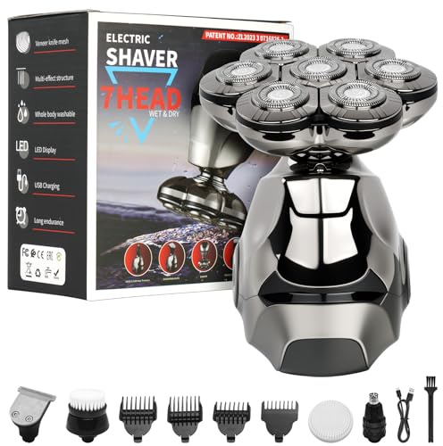 OSDUE Glatzen Rasierer Herren, Wasserdicht Flexibler Glatzenrasierer, Wiederaufladbar Typ-c Rasierer Kopfrasierer Glatze Herren, Magnetische Head Shaver Men, Leicht zu Reinigen, Akkulaufzeit 60 Mins