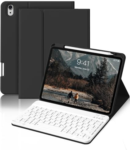 BQDIYOO Hülle mit Tastatur für iPad A16 11/10 Generation 2025/2022,Nacht | 11/10.9 Inch Bluetooth Magnetische Tastatur Schutzhülle mit Stifthalter für iPad 11. /10. Gen ,Schwarz