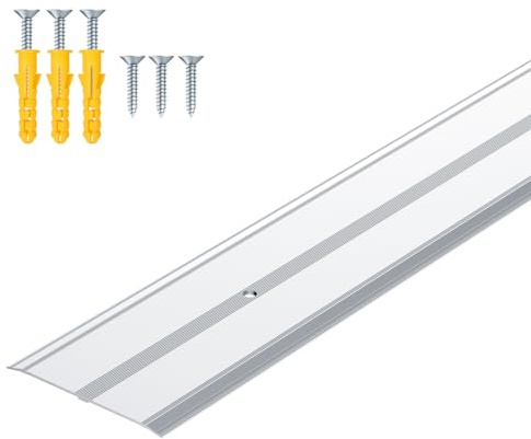 Raytano 36L×2.4W ×0.1H Flat Profile Aluminum Floor Transition Strip, Metal Door Threshold for Carpet Wood Tile Vinyl Flooring Gaps, Indoor and Outdoor Doorway Decoration Protector(Grey,1pcs)