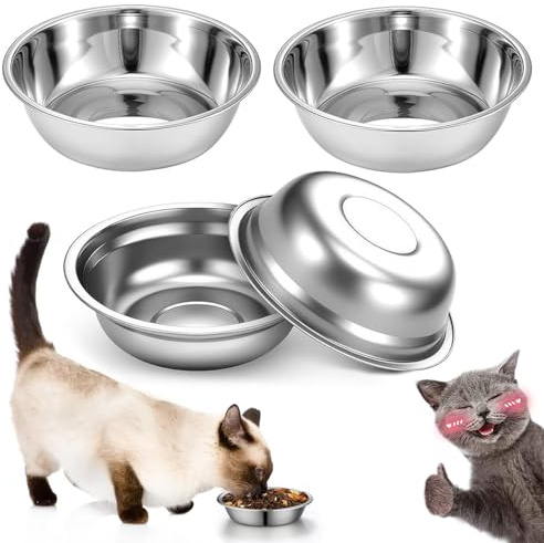 4 Pièces Gamelles en Acier Inoxydable, Gamelle Chat INOX, pour Chats Chiots