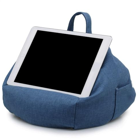 Zohuwerui Sitzsack-Kissen, Handyhalter, Tablet-Ständer mit Zubehörtasche, Sitzsack-Kissenständer für Tablets, eReader, Smartphones und Bücher, Tablet-Kissen für Schoß, Schreibtisch, Sofa und Bett