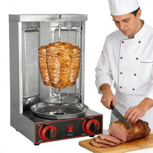 Máquina de parrilla Shawarma con 2 quemadores, horno giratorio vertical, máquina de Shawarma asador de carga de 8 kg, Kebab Doner, for fiestas de cocina en restaurante en casa