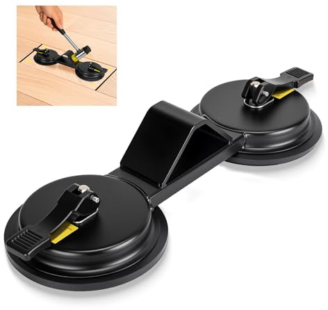 Laminat Saugnapf Bodenlücken Fixierer, schwerlastiger 45° Hammerfläche, mit zwei Saugnäpfen für doppelte Verstärkung, Plankengreifer aus Eisen – Reparatur Werkzeug für Laminat & Vinyl