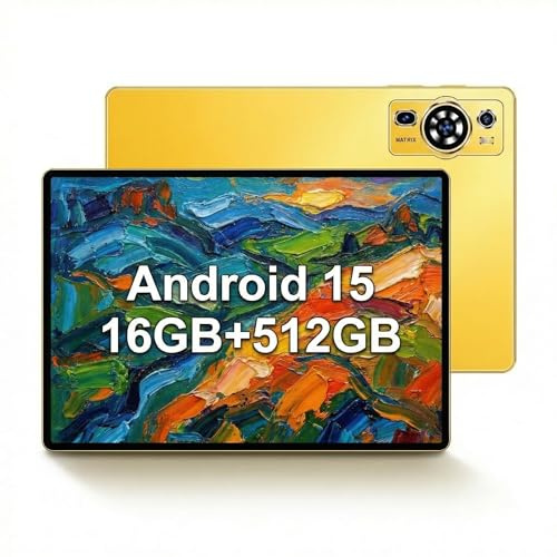 UXD 10,1 Zoll Android Tablet PC, Android 15 Tablet mit 16GB RAM + 256GB ROM, 4G LTE Tablet mit Tastatur, WiFi 6, 8000mAh Akku, Bluetooth, USB-C, IPS Display, Tablet Computer für Lernen/Streaming/Home