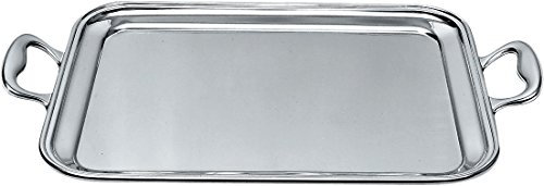 Alessi 340/50 Vassoio Rettangolare con Manici, in Acciaio Satinato con Bordo Lucido