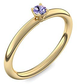 Goldring Tansanit 750 + inkl. Luxusetui + Tansanit Ring Gold Tansanitring Gold (Gelbgold 750) - Grace Amoonic Schmuck Größe 60 (19.1) AM159 GG750TAFA60