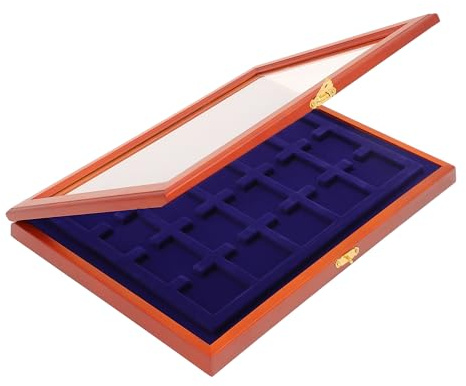Münzen-Vitrine für 15 Münzrähmchen 50 x 50 mm | 15 passgenaue quadratische Fächer