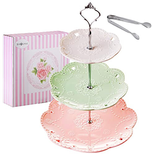 Jusalpha à 3 étages en porcelaine Chine Cake Stand-dessert Stand-cupcake Stand-tea fête plat de service Silver