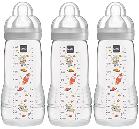 MAM Baby Bottle 330ml incl Sauger ab 4+ Mon. - Motiv Neutral 3 Stück
