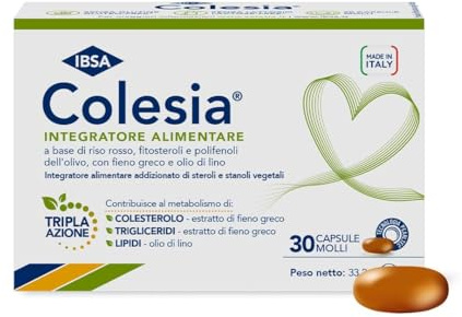IBSA Colesia Softgel 30 Capsule Molli, Integratore a Base Di Fitosteroli | Con Riso Rosso E Polifenoli Dell’olivo Con Fieno Greco E Olio Di Lino, Che Contribuisce Al Metabolismo Del Colesterolo