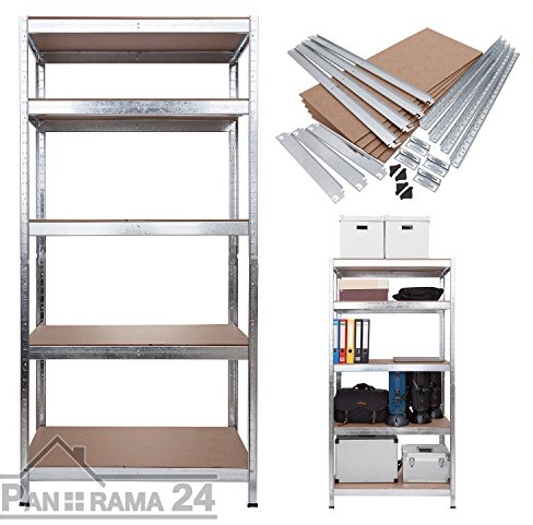 Panorama24 Lagerregal verzinkt belastbar bis 875 kg - Maße: 180 x 90 x 40 cm Regal Steckregal Kellerregal Werkstattregal Schwerlastregal