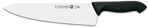 3 Claveles Proflex - Cuchillo cocinero 25 cm, acero inoxidable, negro