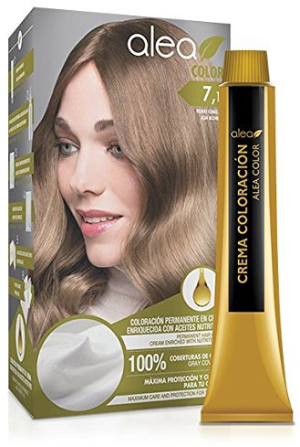 ALEA - Tinte Pelo Mujer - Alea Color - Nº 7.1 K - Color Rubio Ceniza - Coloración Permanente en Crema - con Aceite de Argán y Macadamia - Cobertura de Canas - Máxima Protección y Cuidado