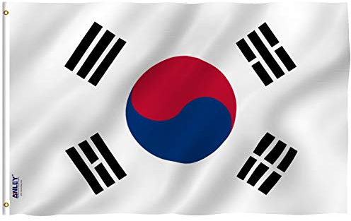 ANLEY Fly Breeze Bandera de Corea del Sur de 3x5 pies - Color vívido y resistente a la decoloración UV - Encabezado de lona y doble costura - Banderas nacionales coreanas S Poliéster con arandelas